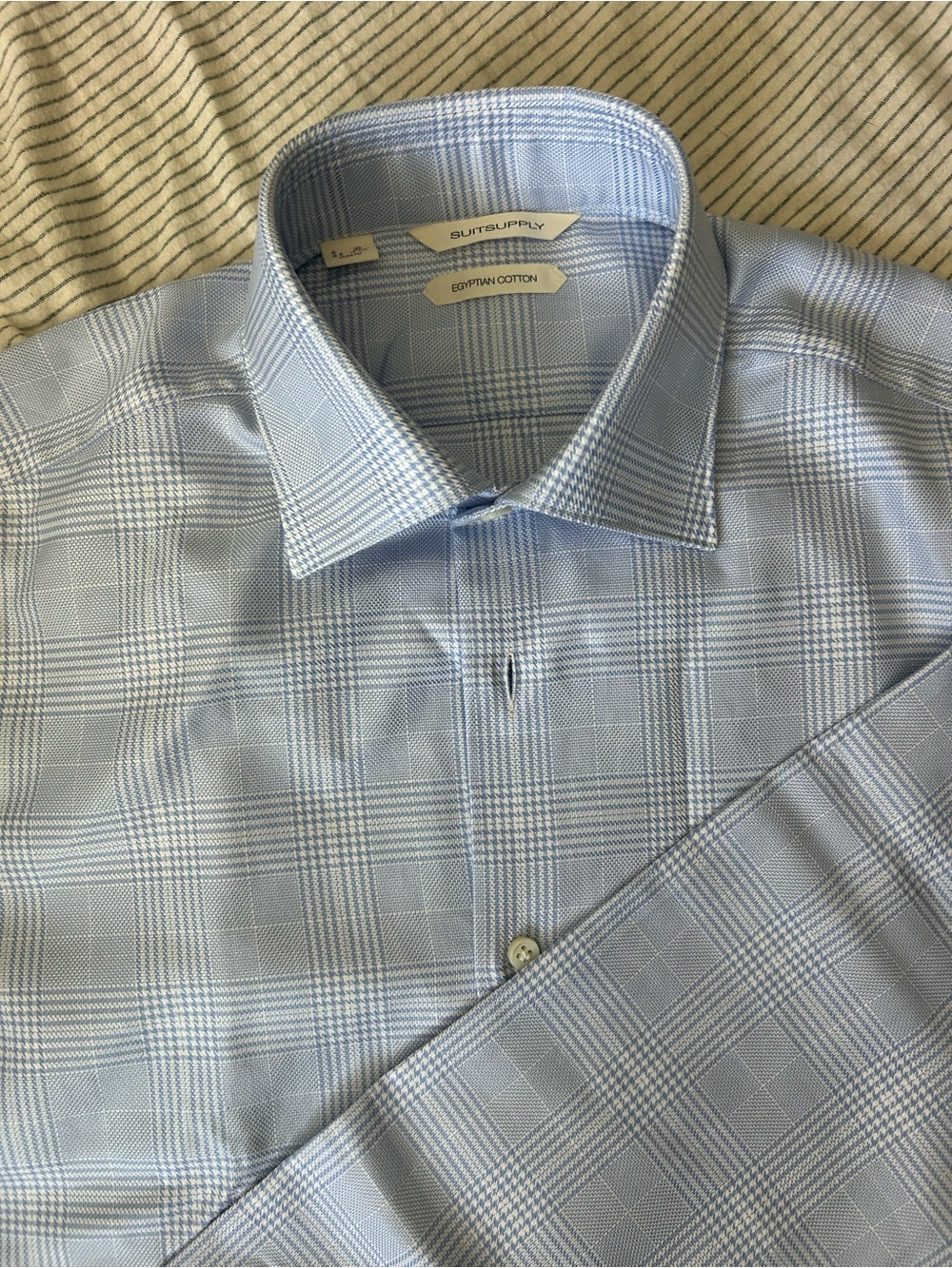 Suitsupply Sky Blue Glen Plaid Dress Shirt